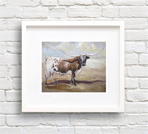 Texas Longhorn Cow Print Cattle Western Art Longhorn | Etsy