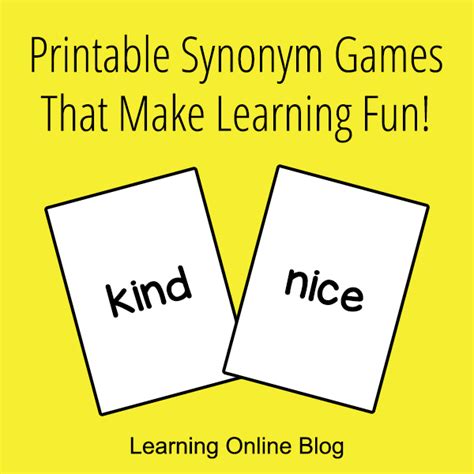 Printable Synonym Games That Make Learning Fun!