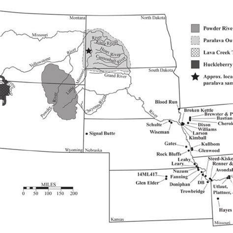 Map of the Missouri River basin showing possible source areas of ...