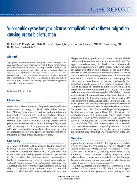 Suprapubic Cystostomy: a Bizarre Complication of Catheter Migration Causing Ureteric Obstruction ...