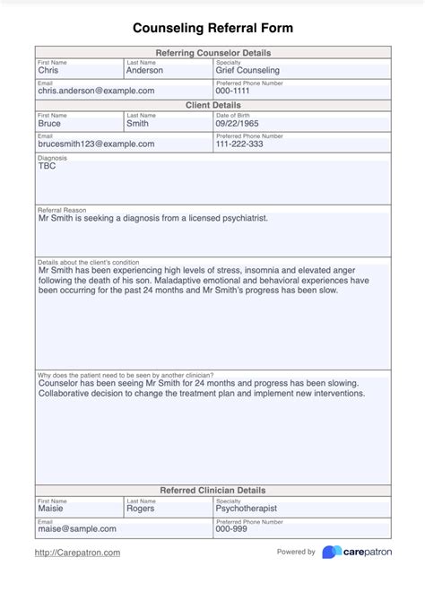 Counseling Referral Form & Template | Free PDF Download