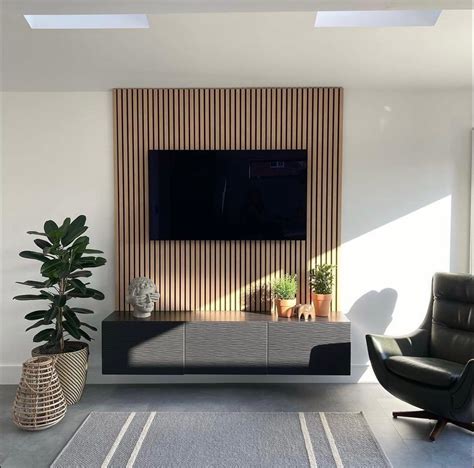 living room modern tv wall design 2021 Acupanel slat paneling units