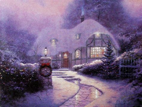 The Christmas Cottage (Christmas Cottage I) by Thomas Kinkade 12x16 ...