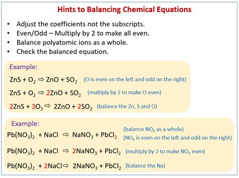 Balancing chemical equations (solutions, examples, videos)