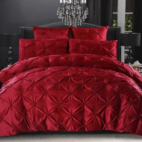 Pinch Pleat Decorative Pintuck Bedding Set Red by LA MEJOR | Red bedding sets, Red bedding ...