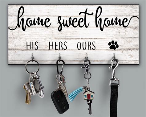 Home Sweet Home Personalized Key Holder, Housewarming Gift, Quote Key Holder, His Hers Ours Dog ...