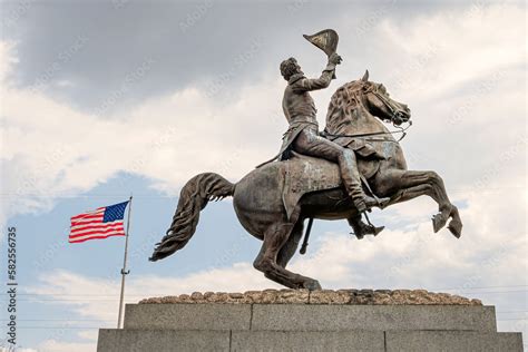 Andrew Jackson Statue and St. Louis Cathedral from Jackson Square Stock ...