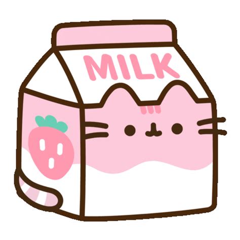 Refreshing Strawberry Milk Sticker by Pusheen for iOS & Android | GIPHY