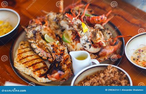 Grilled seafood platter stock photo. Image of fire, crustacean - 29836314