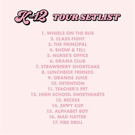 K-12 tour setlist🧚🏼‍♀️ | Melanie martinez, Teachers pet, Nurse office