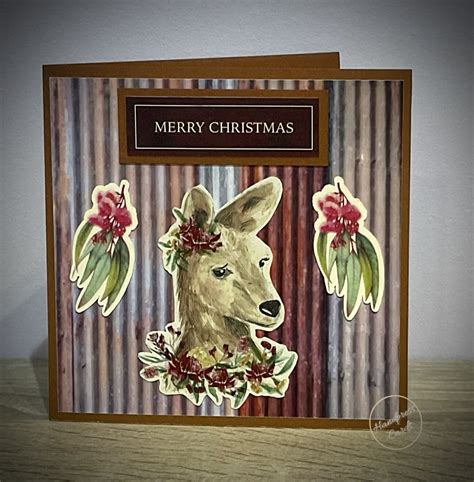 Australiana Kangaroo Christmas Card - Handmade unique personalised ...