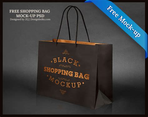 Free Black Shopping Bag Mock-up PSD File