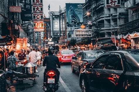 HD wallpaper: Crowded Street With Cars Passing By, Bangkok, buildings, chinatown | Wallpaper Flare