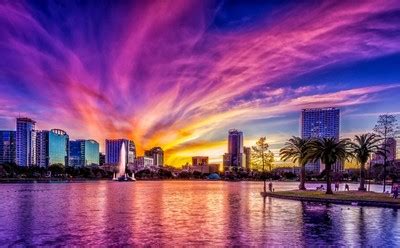 Amazing sunset over Lake Eola, Orlando, Florida by charleslerettephotography - ViewBug.com