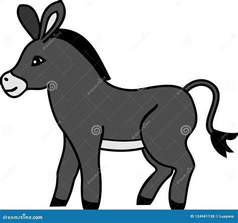 Cute Cartoon Gray Donkey on White Background Stock Vector - Illustration of cartoon, isolated ...