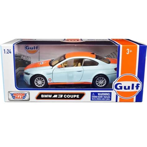 Bmw M3 Coupe With "gulf Oil" Livery Light Blue With Orange Stripe 1/24 Diecast Model Car By ...