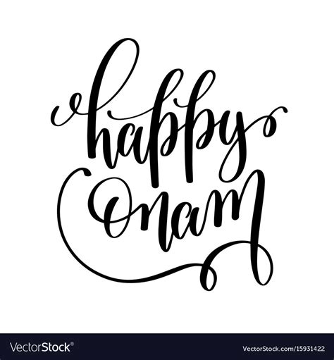 Happy onam hand lettering calligraphy holiday Vector Image