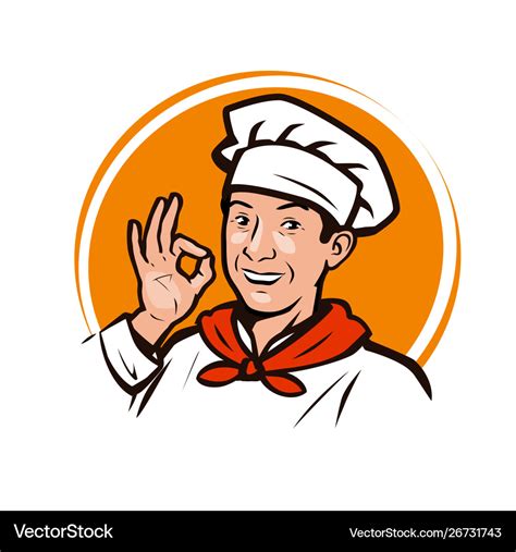 Restaurant diner logo or label funny chef Vector Image