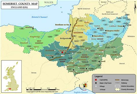 Somerset County Map | Somerset england, Somerset map, England map