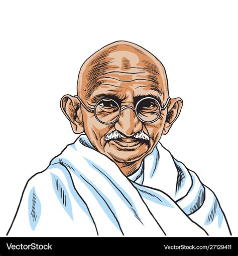 Mahatma gandhi cartoon portrait drawing Royalty Free Vector