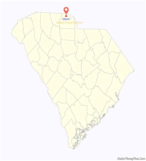 Map of Clover town, South Carolina