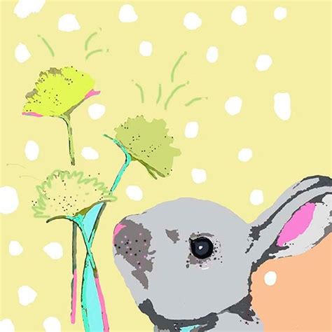 Items similar to Bunny Art Print, Yellow Bunny Pop Art, Rabbit Print, Nursery Print, Girls Room ...