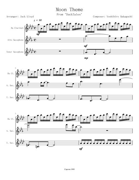 DuckTales - Moon Theme sheet music for Clarinet, Alto Saxophone, Tenor Saxophone download free ...