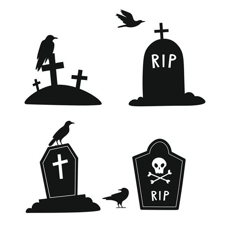 Vector illustration scary grave yard and scrow halloween silhouette theme isolated on white ...