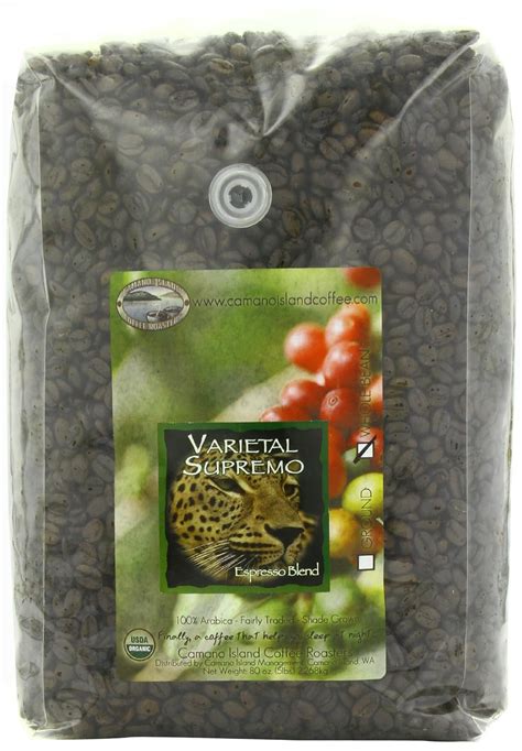 Amazon.com : Organic Camano Island Coffee Roasters Varietal Supremo Espresso Roast Blend, Whole ...