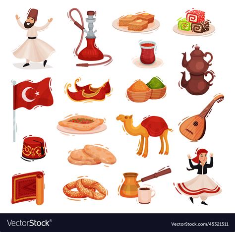 Set of country turkey culture traditional symbols Vector Image