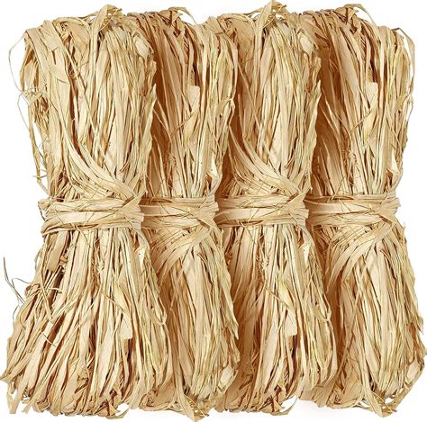 320g Natural Raffia Paper Ribbon, 4 x 80g Raffia Grass Raffia Ribbon ...