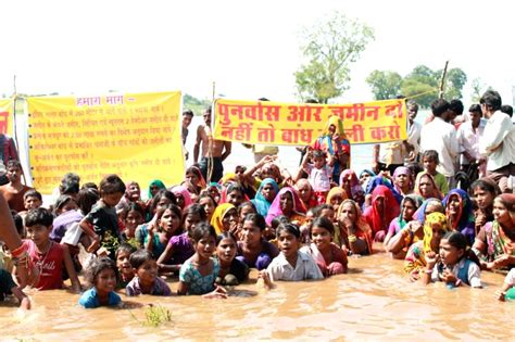 Narmada Bachao Andolan activists during second day of Jal Satyagraha at Bichhola village in Harda