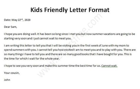 Kids friendly letter how to write a friendly letter – Artofit