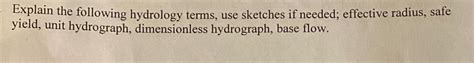 Solved Explain the following hydrology terms, use sketches | Chegg.com