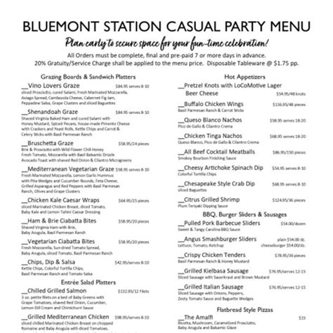 Menu - Bluemont VA's Bluemont Station Brewery & Winery | Sirved