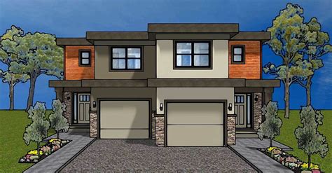 Duplex House Plan For The Small Narrow Lot - 67718MG | Architectural ...