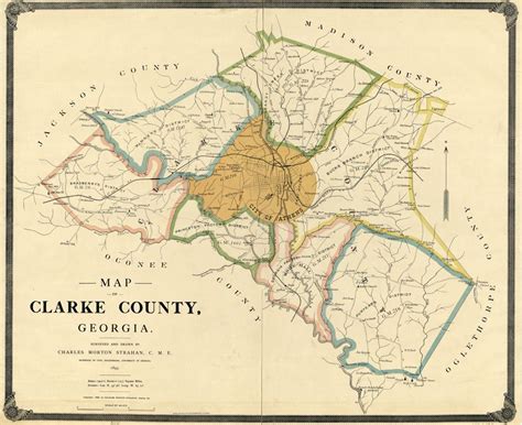 1898 Map of Clarke County Georgia Athens | Map, North america map, Wall ...