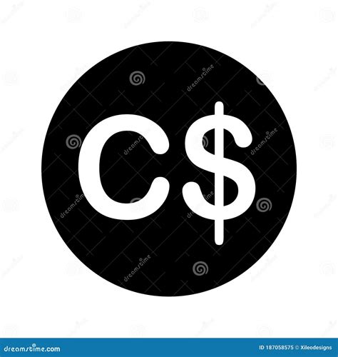 CAD Canadian Dollar Currency Symbol. Black Illustration Isolated on a White Background Stock ...