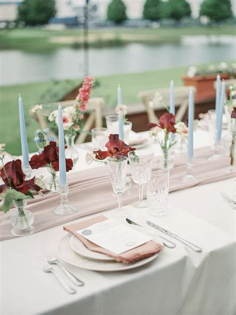 Minimalist Wedding Ideas With Color – Simple Centerpiece With Colored Candles – via the knot.com ...