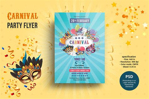Carnival Party Flyer | MS Word & Photoshop Template (430282) | Flyers | Design Bundles | Party ...