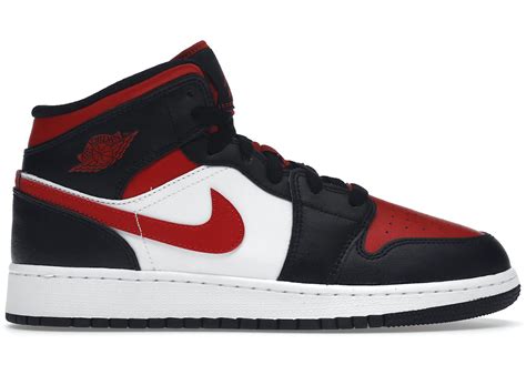 Air Jordan 1 Mid Black Fire Red (GS) - 554725-079 - US