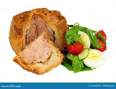 Crusty Handmade Pork Pie with Egg Salad Stock Image - Image of baking, cucumber: 161262157