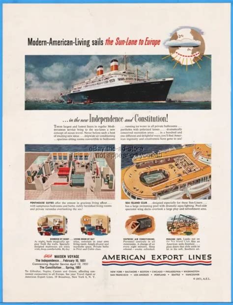 1951 SS INDEPENDENCE S.S. Constitution American Export Lines Ocean ...