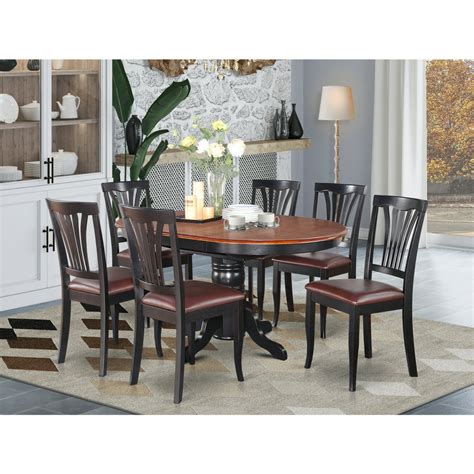 Dining Room Set-Oval Table With Leaf And 6 Dining Chairs-Finish:Black & Cherry,Number of Items:7 ...