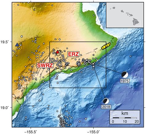 Geographic map of Hawaiʻi. The 2018 Mw 6.9 and 1975 Mw 7.7 National ...