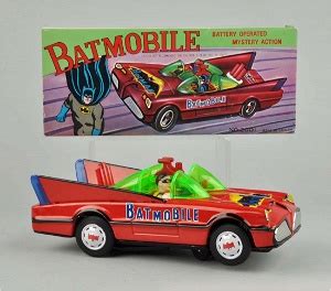 Battery Operated Tin Litho Batmobile Toy.