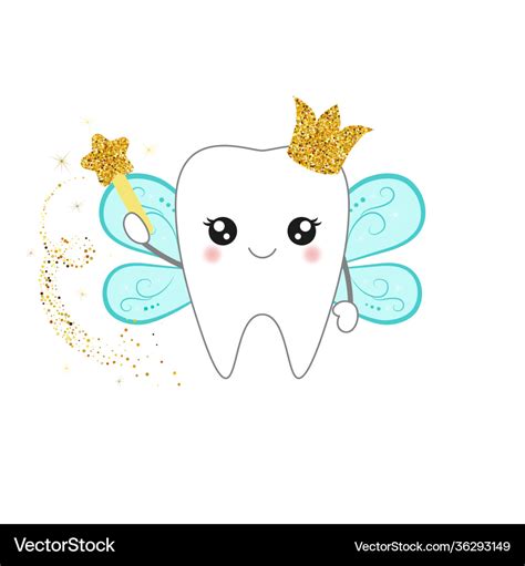 Cute cartoon tooth fairy Royalty Free Vector Image