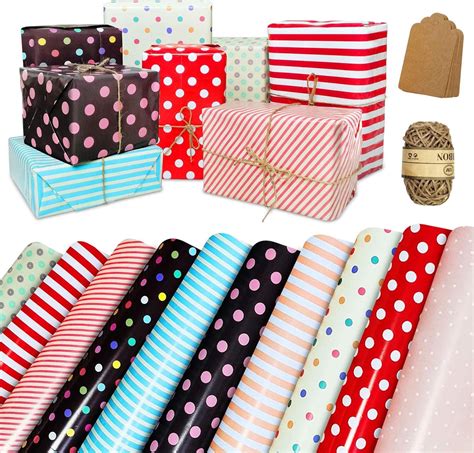 Amazon.com: Wrapping Paper Sheets - Folded Flat - 10 Pack Birthday Wrapping Paper Set Included ...