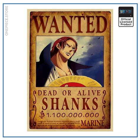 One Piece anime Wanted Poster - Red Hair Shanks Bounty official merch | One Piece Store