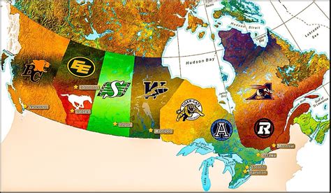 A map of the cfl teams | Canadian football league, Canadian football ...